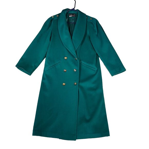 Vintage Pea Coat Womens Fits XL Wool Blend Double Breasted Long Trench Maxi 90s - Picture 1 of 15